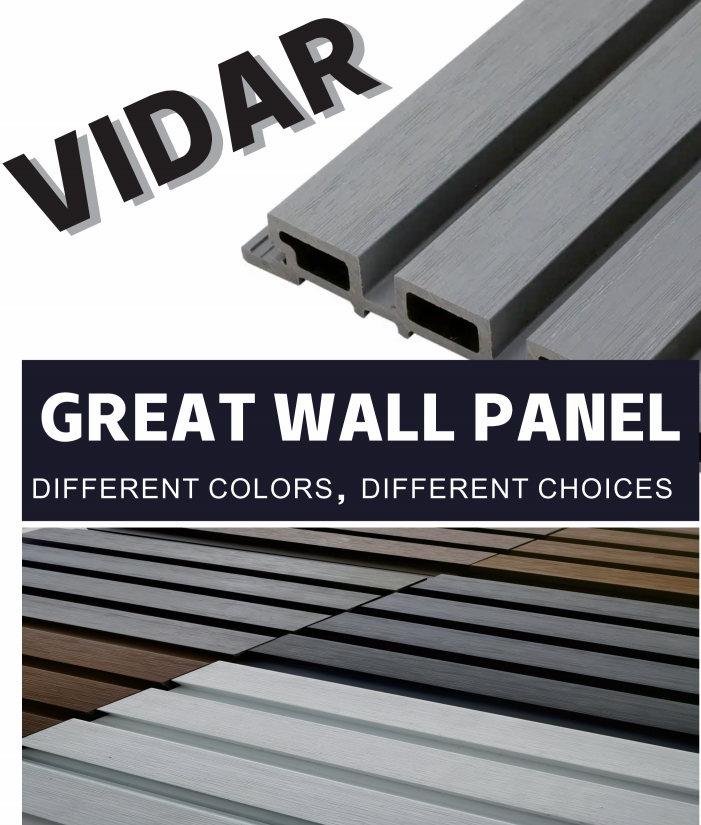 Svarte tre-korn WPC veggpaneler